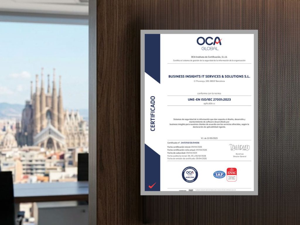 Business Insights alcanza la excelencia operativa con la certificación ISO/IEC 27001